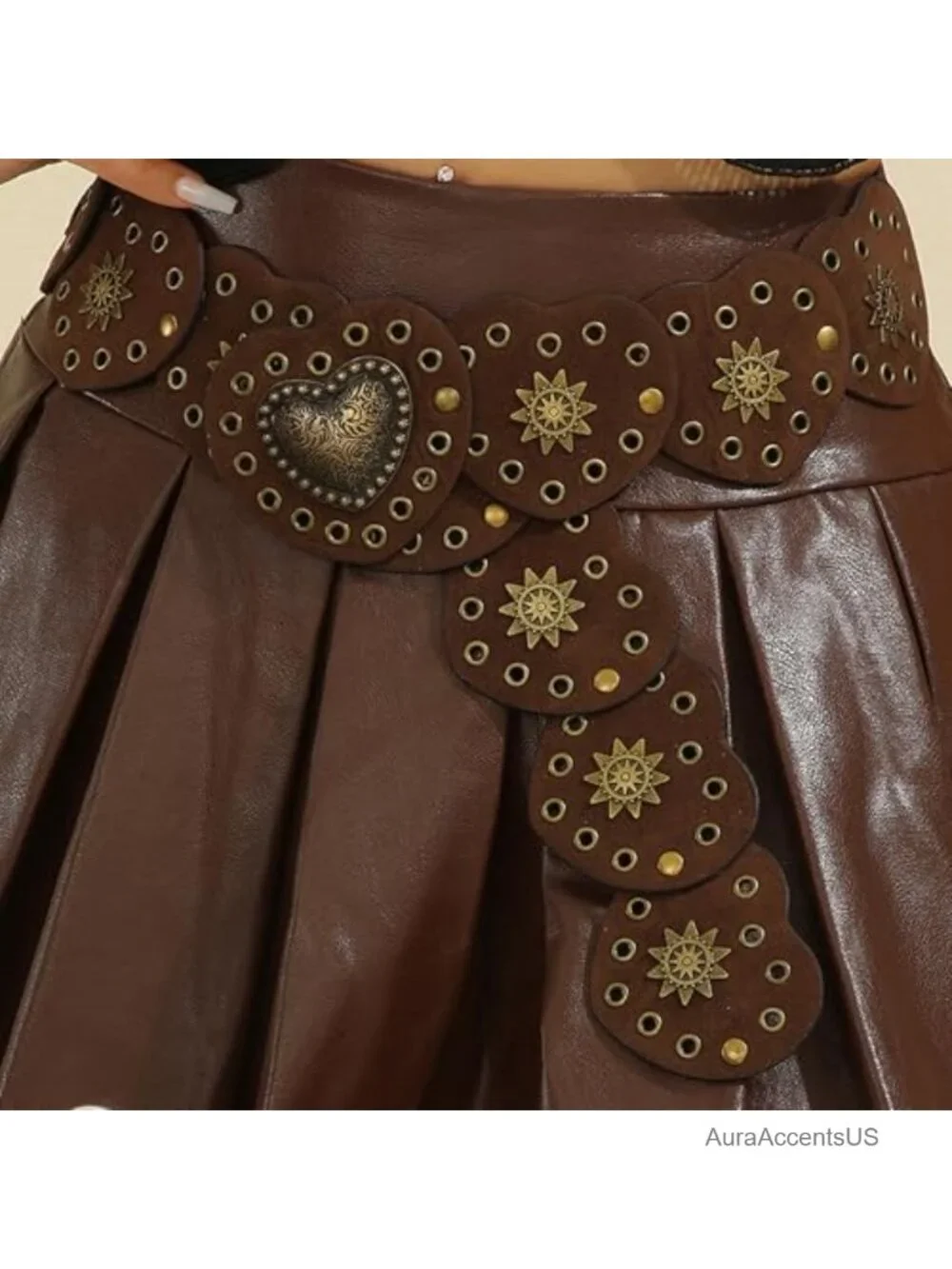 Vintage Western Love-Heart-Waist Boho Cowgirl Belt for Dresses